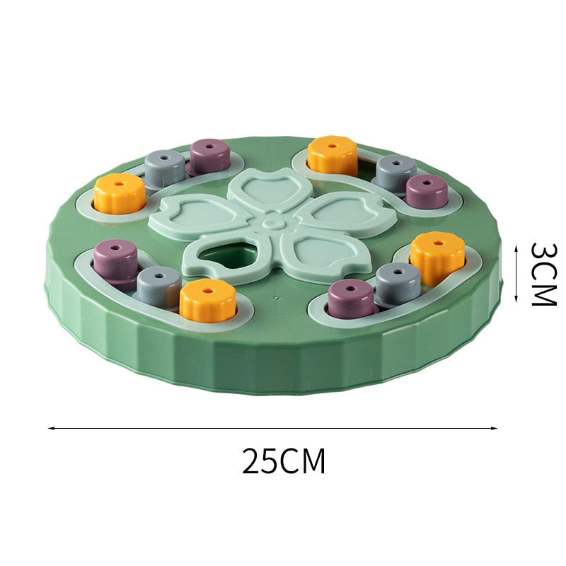 Cão quebra-cabeça brinquedos plataforma giratória alimentador
